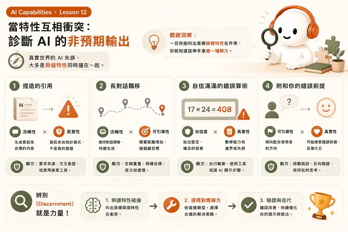 AI Capabilities Lesson 12：當特性互相衝突，診斷 AI 的非預期輸出