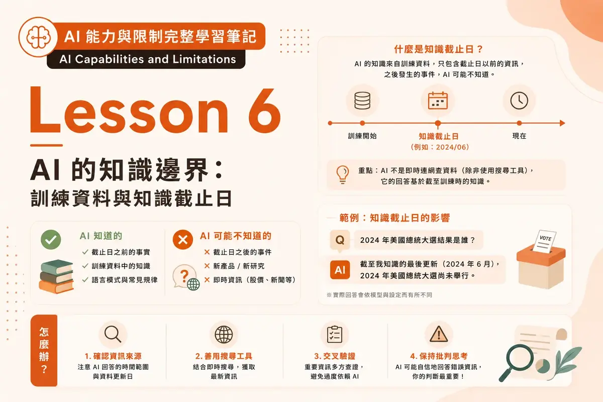 AI Capabilities Lesson 6:AI 的知識邊界,訓練資料與知識截止日